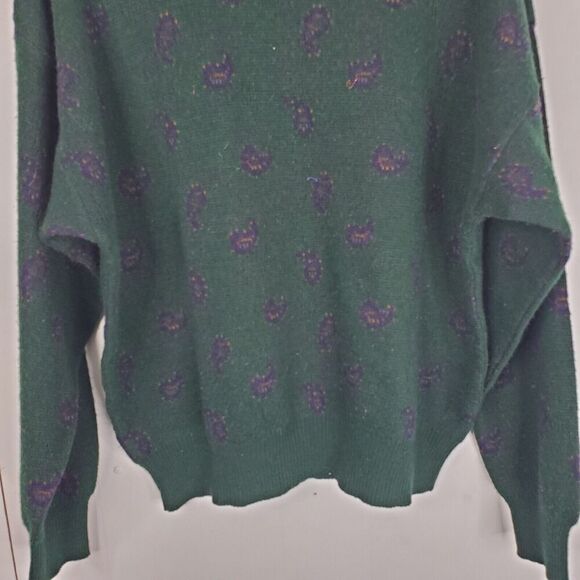 Vintage Collectif Sweater Grandpa 80s Wool Blend Made In Italy Paisley Mens L - Picture 4 of 9